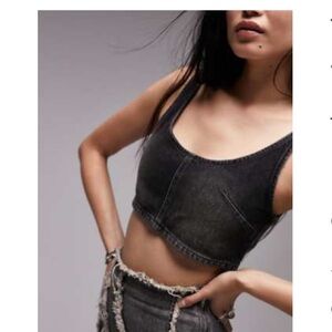 Topshop Charcoal Denim Crop Top